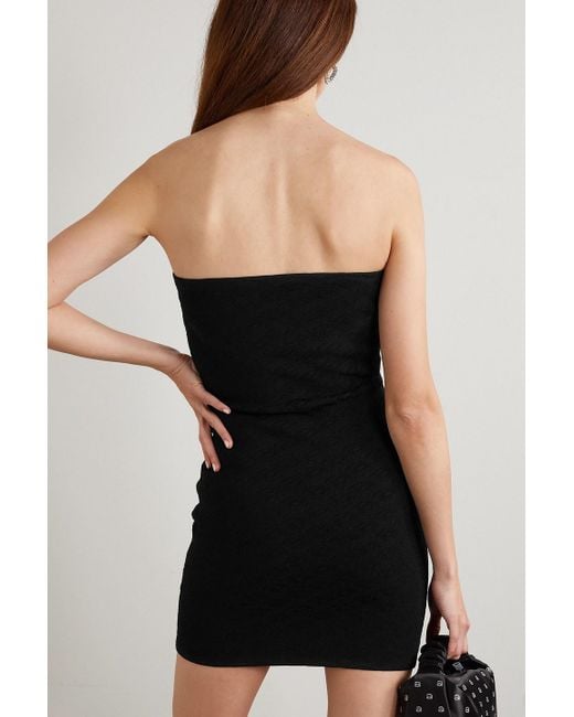 T By Alexander Wang Black Strapless Jacquard-knit Mini Dress