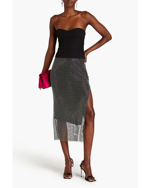 ROTATE BIRGER CHRISTENSEN Black Caitlin Crystal-embellished Tulle Midi Skirt