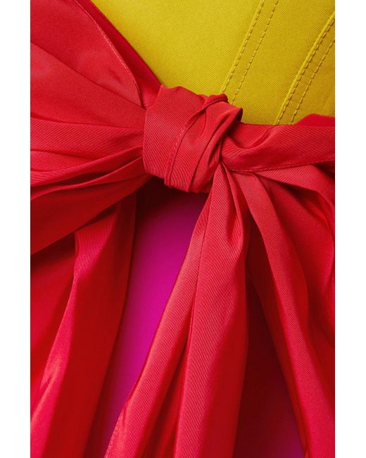 Carolina Herrera Pink Color-block Silk-faille And Crepe Maxi Dress