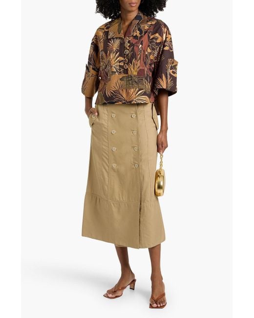 Farm Rio Natural Cotton And Lyocell-Blend Midi Skirt