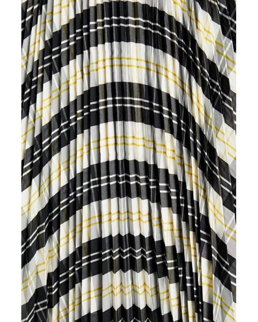RED Valentino White Pleated Checked Shell Midi Skirt