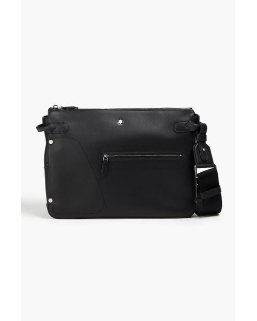 Montblanc Black Leather Messenger Bag for men