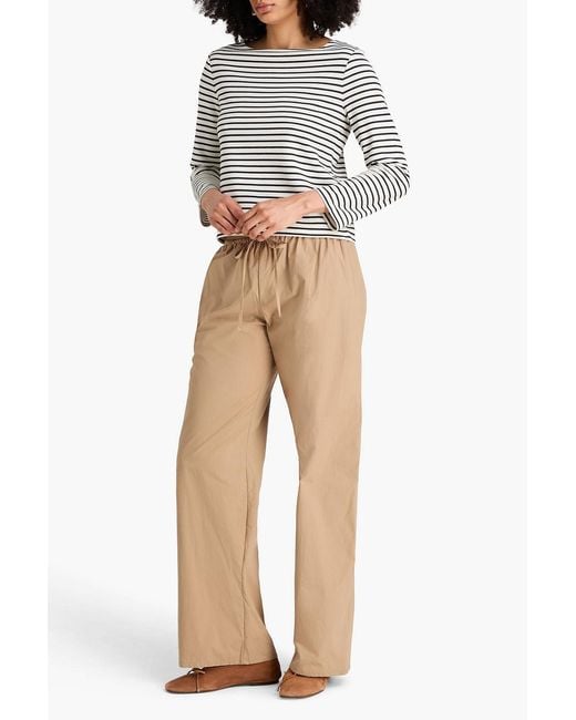 Veronica Beard White Striped Piqué Top