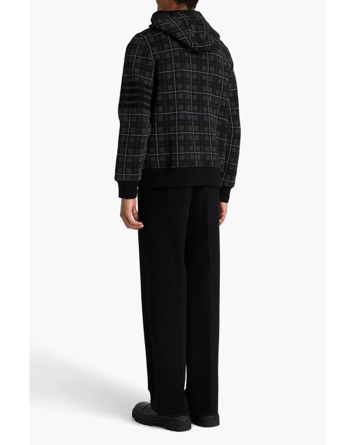 Thom Browne Black Checked Jacquard-Knit Cotton-Blend Hoodie for men