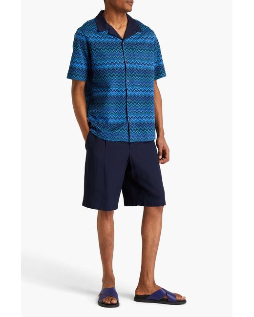 Missoni Blue Crochet-knit Cotton Shirt for men