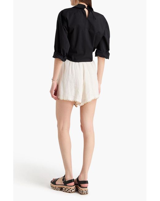 HANNAH Natural Tasseled Linen Shorts