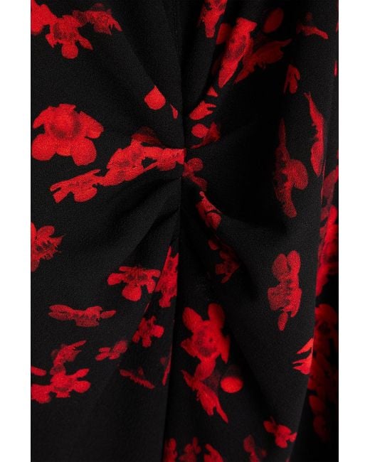 Victoria Beckham Open-Back Tie-Detailed Gathered Floral-Print Crepe Maxi Dress