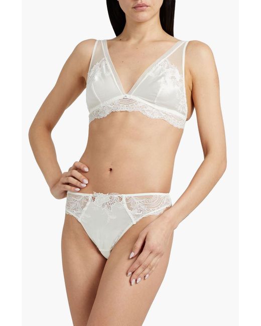 Lise Charmel Soie Virtuose Embroidered Satin, Lace And Tulle Soft Cup  Triangle Bra in White | Lyst