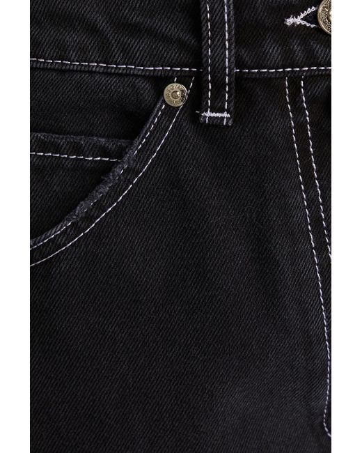 MSGM Black Frayed Distressed High-rise Wide-leg Jeans