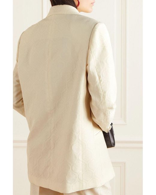 Etro Natural Double-breasted Cotton And Wool-blend Jacquard Blazer