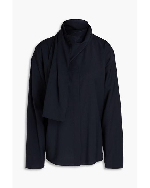 LE17SEPTEMBRE Blue Draped Wool-Blend Shirt