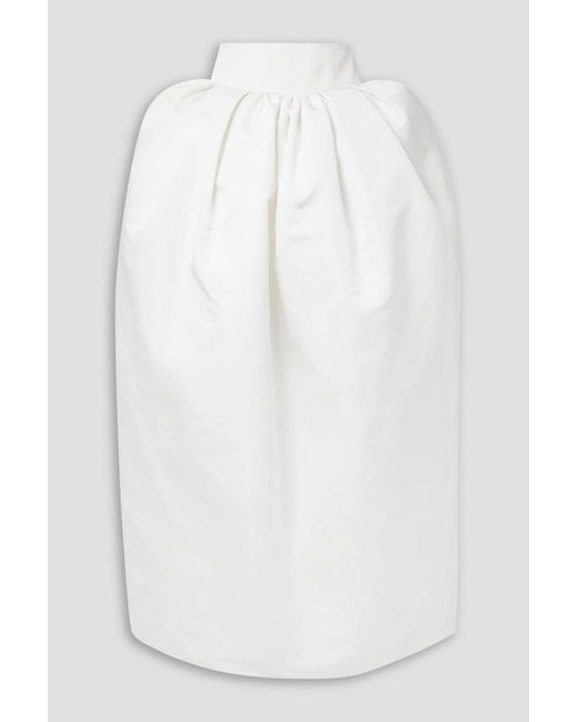 Christopher John Rogers White Gathered Silk-faille Maxi Skirt