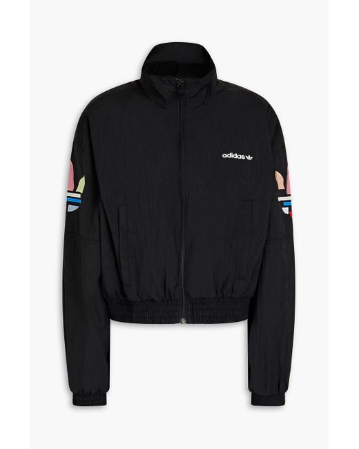 Adidas Originals Black Embroidered Logo-print Shell Track Jacket
