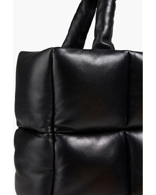 Stand Studio Black Assante Quilted Leather Tote
