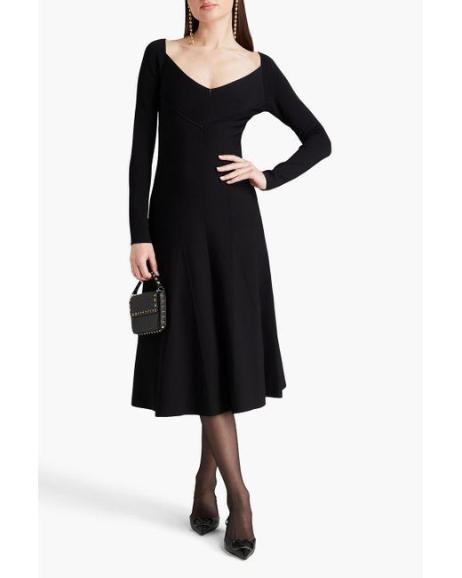 Valentino Garavani Black Flared Knitted Midi Dress
