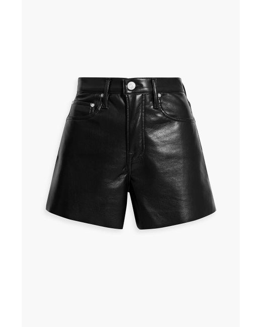 FRAME Black Stretch-leather Shorts