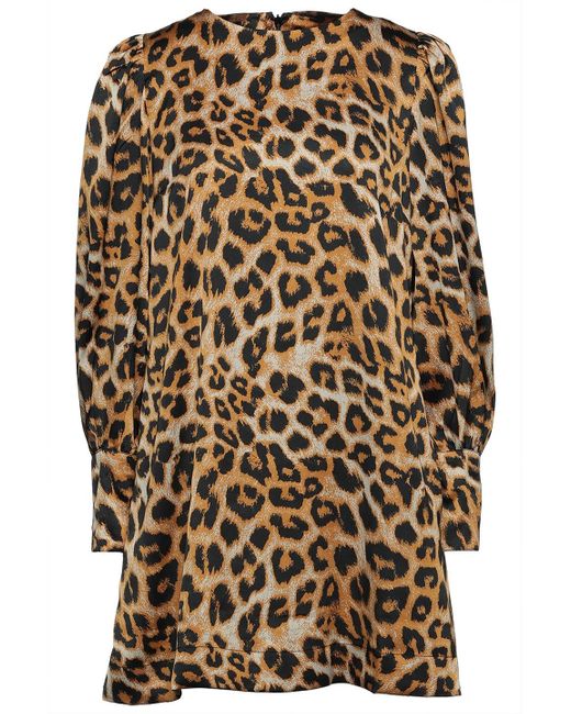 Day Birger et Mikkelsen Gathered Leopard-print Satin-mini Dress in Animal  Print (Brown) - Lyst