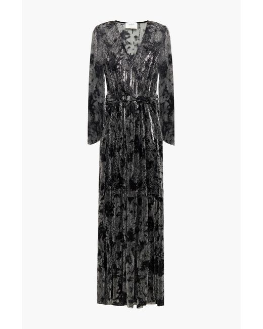 Ba&sh Black Vianca Wrap-effect Printed Lamé Maxi Dress