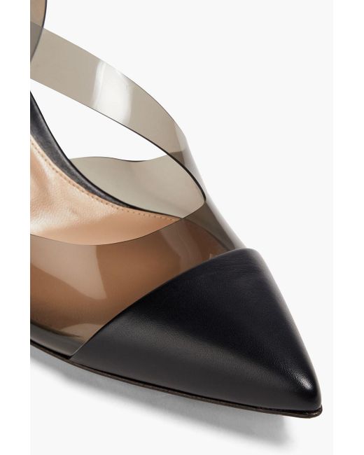 Gianvito Rossi Black Leather And Pvc Slingback Pumps