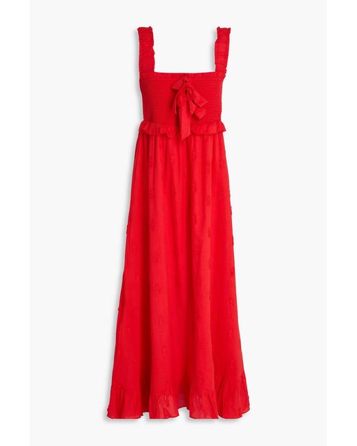 Farm Rio Ruffled Embroidered Cotton-Gauze Midi Dress