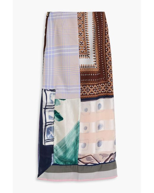 Conner Ives White Reconstituted Printed Silk-blend Pencil Skirt