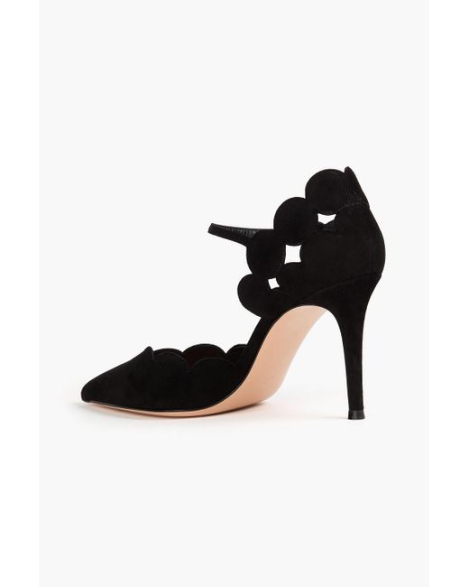 Gianvito Rossi Black Ariana Laser-cut Suede Pumps