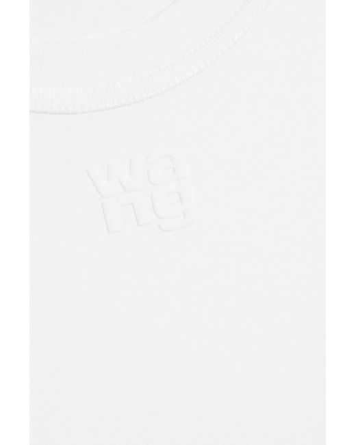 T By Alexander Wang White Cropped Logo-print Cotton-jersey T-shirt