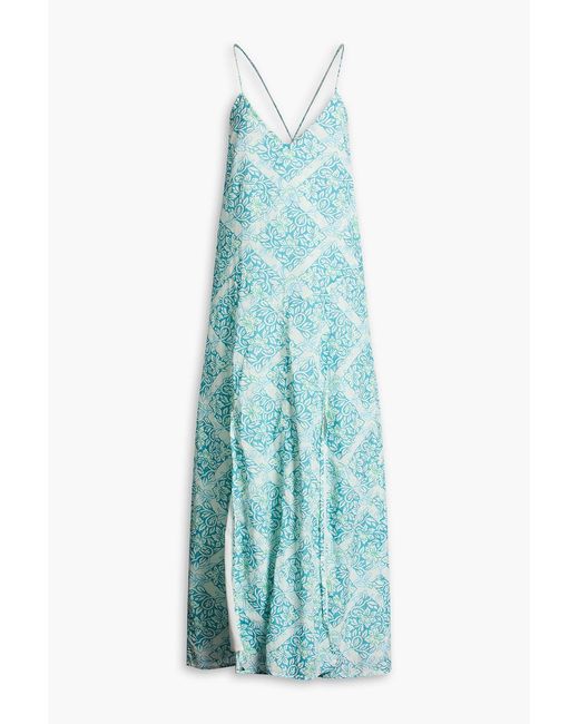 HANNAH Blue Veronica Printed Cotton-voile Maxi Dress