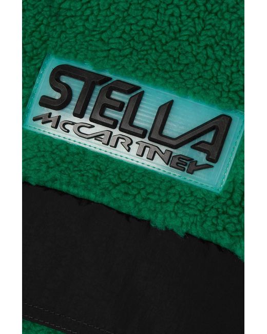 Stella McCartney Green Marlee Shell-paneled Fleece Hooded Half-zip Jacket