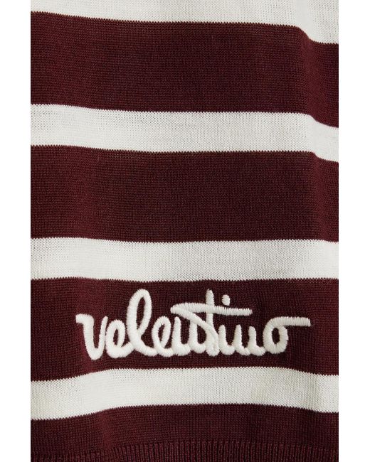 Valentino Garavani Red Gestreifter wollpullover mit stickereien