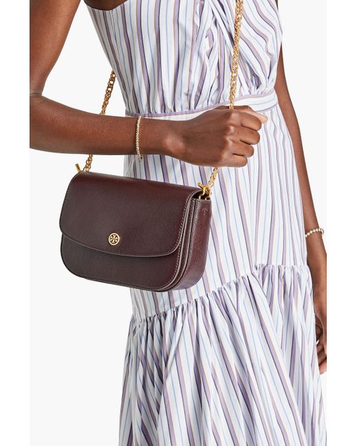 Tory Burch Purple Robinson Textured-leather Shoulder Bag