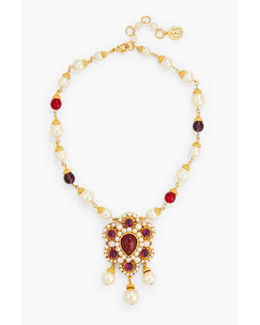 Ben-Amun Metallic 24-karat Gold-plated, Faux Pearl And Bead Necklace