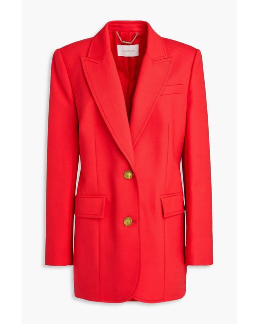 Zimmermann Red Wool-Blend Twill Blazer