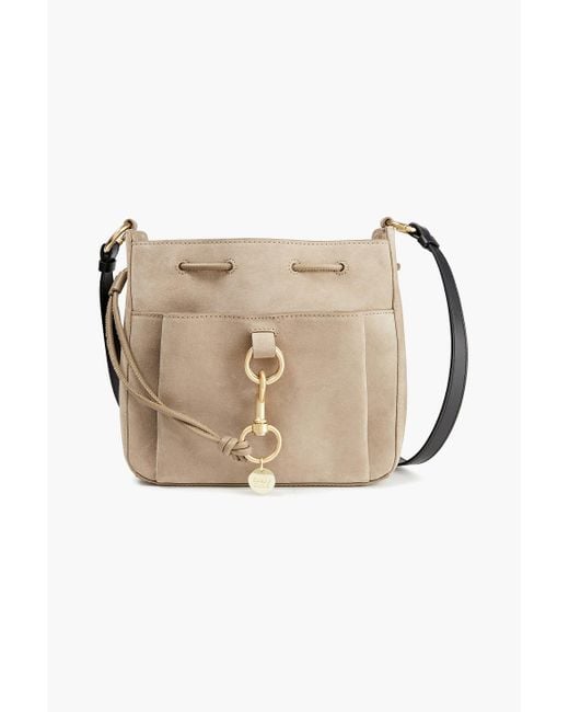 See By Chloé See By Chloé Tony Leather-paneled Suede Shoulder Bag in  Natural | Lyst