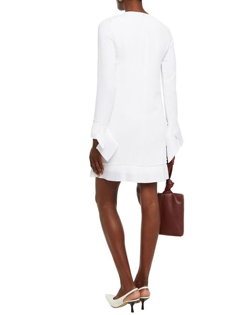 Victoria Beckham White Pleated Cady Mini Dress