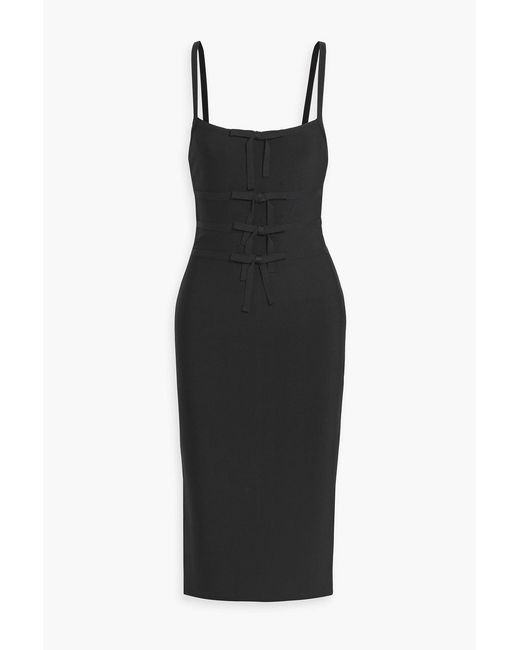 Hervé Léger Black Alicia Bow-Detailed Bandage Midi Dress