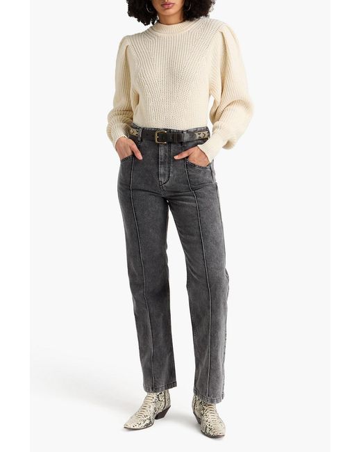 Isabel Marant Gray Nadege Acid-Wash High-Rise Straight-Leg Jeans