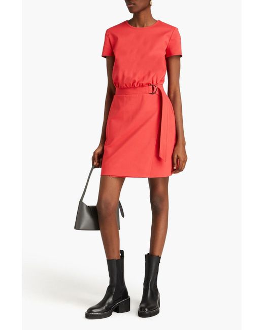 Emporio Armani Red Belted Cotton-blend Mini Dress