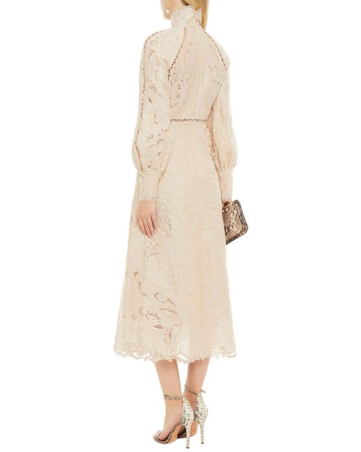 knee length dresses for ladies ZIMMERMANN FLORAL PRINT CHAMBRAY MIDI DRESS – Caroline's Fashion Luxuries