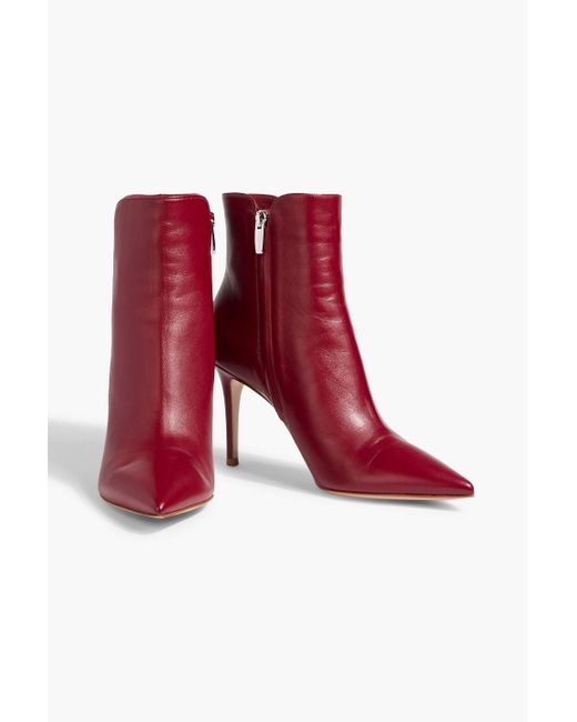 Gianvito Rossi Red Levy 85 Leather Ankle Boots