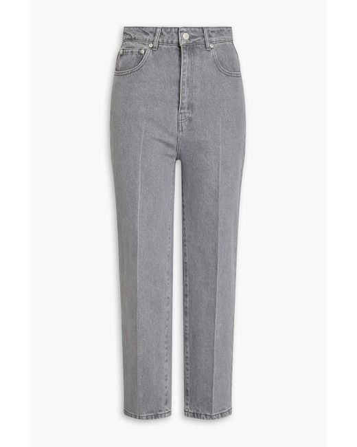 Officine Generale Gray Ariane Cropped High-rise Straight-leg Jeans