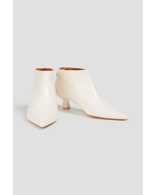 Ganni White Leather Ankle Boots