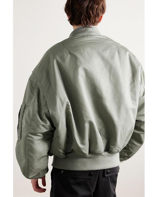 Entire studios Green Broad Oversized Satin Bomber Jacket for men
