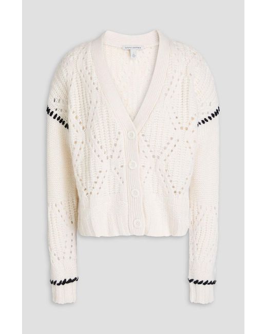 Autumn Cashmere Natural Pointelle-Knit Cashmere Cardigan