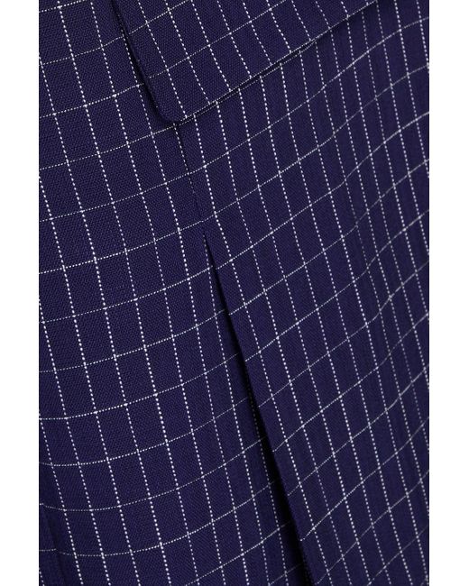 Claudie Pierlot Blue Pleated Checked Grain De Poudre Mini Dress