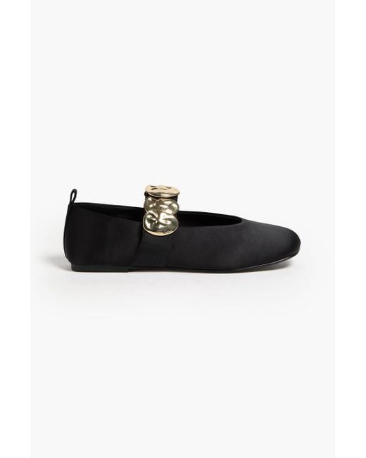 Stine Goya Black Sgreelo mary-jane-ballerinas aus satin mit verzierung