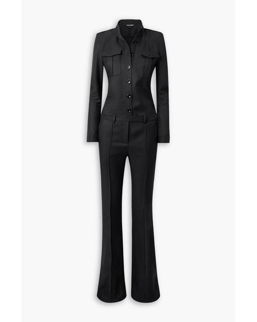 Tom Ford Black Stretch-cotton Twill Jumpsuit