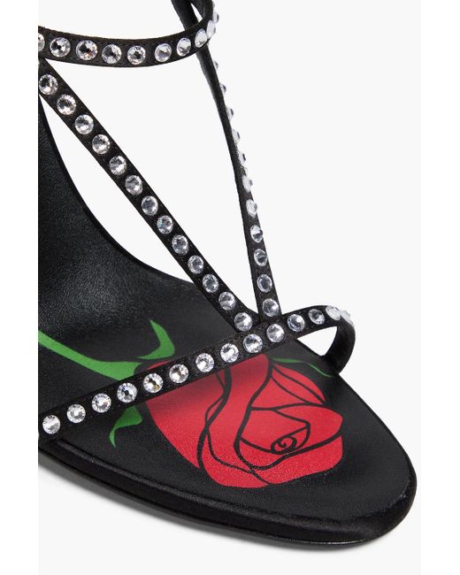 Magda Butrym White Floral-Appliquéd Crystal-Embellished Satin Sandals