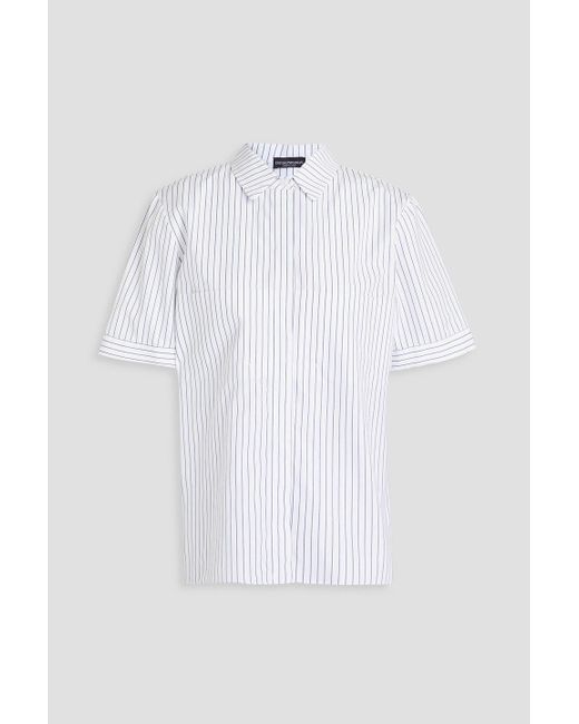 Emporio Armani White Pinstriped Cotton-poplin Shirt