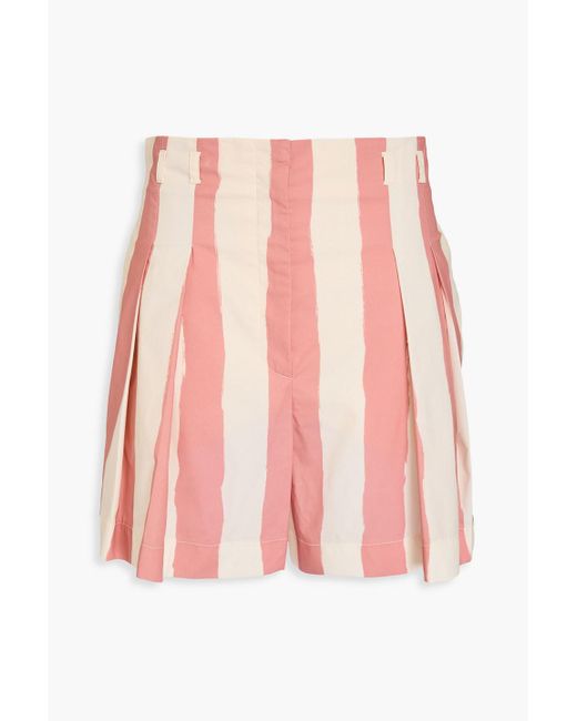 Philosophy Di Lorenzo Serafini Pink Pleated Striped Cotton-Blend Poplin Shorts